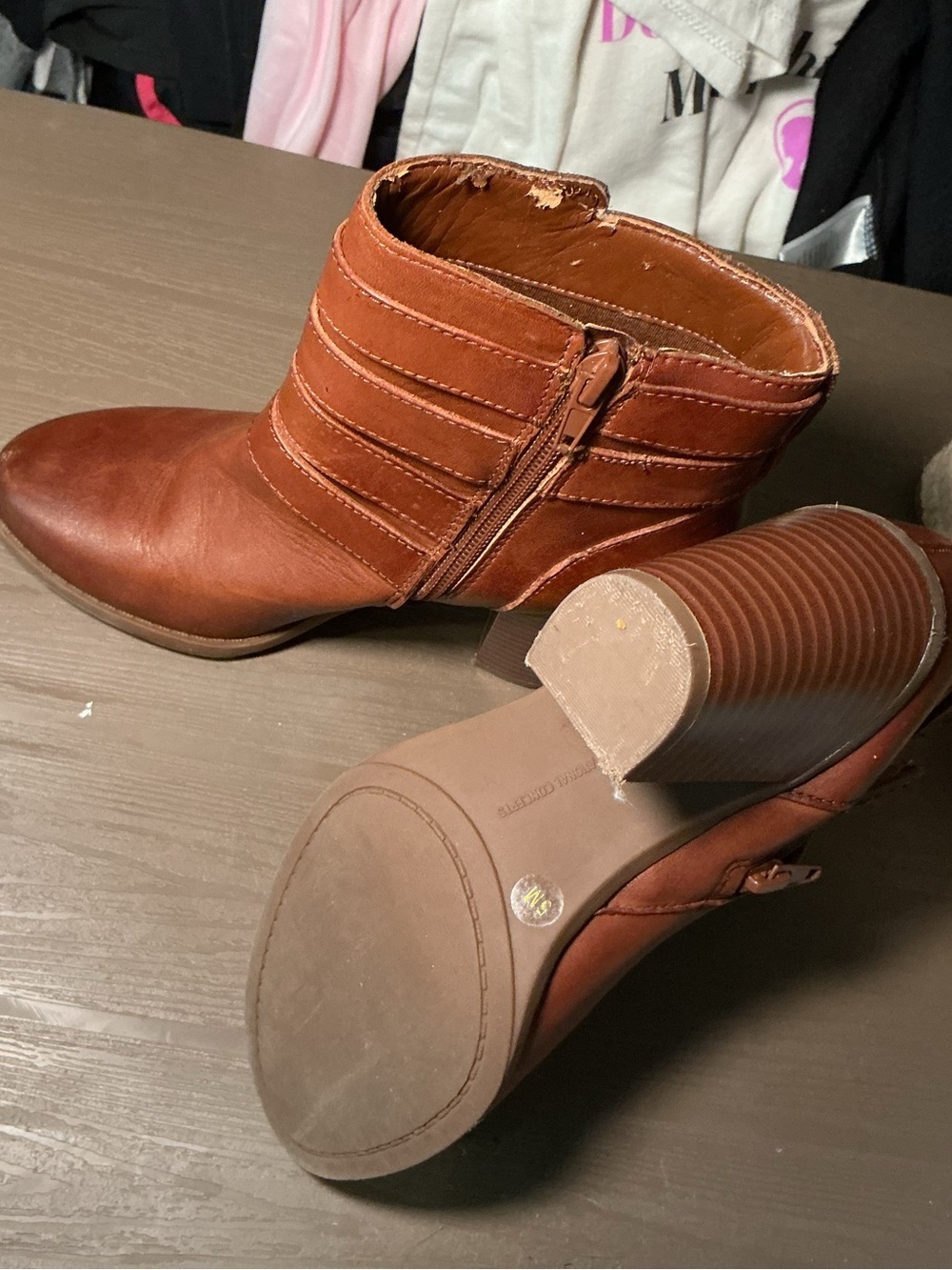 Women's Brown Buckle Strap Ankle Boots - Classic Heeled Booties - Picture 9 of 9
